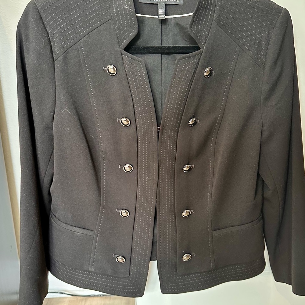 White House Black Market -Military Style Black 3/4 Sleeve Blazer Jacket -sz 10